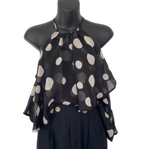 Womens Polka Dot Sleeveles Blouse Who What Wear XS